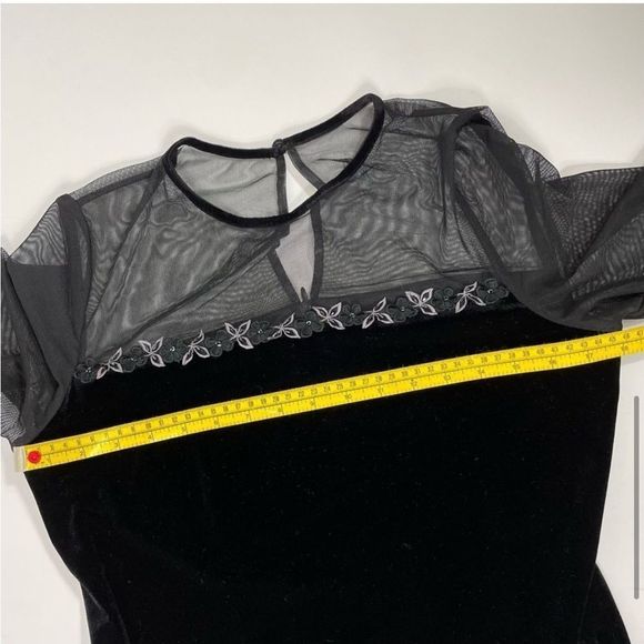 Vintage Velvet Sheer Neckline Dress - Picture 7 of 9